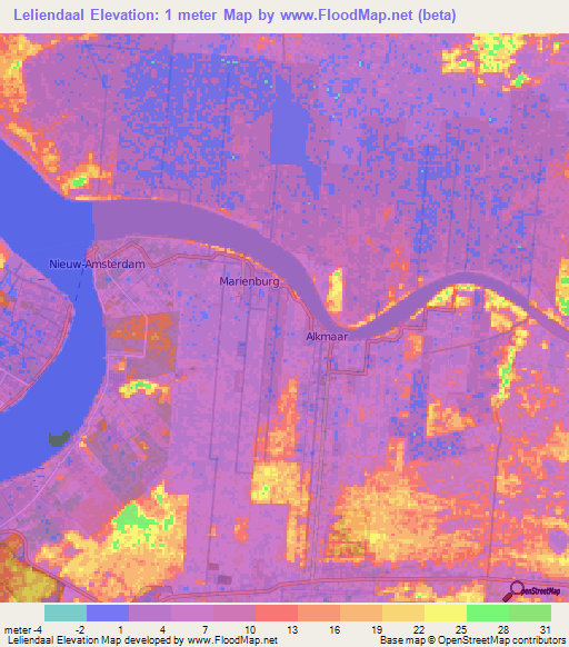 Leliendaal,Suriname Elevation Map