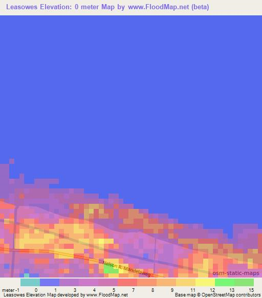 Leasowes,Suriname Elevation Map