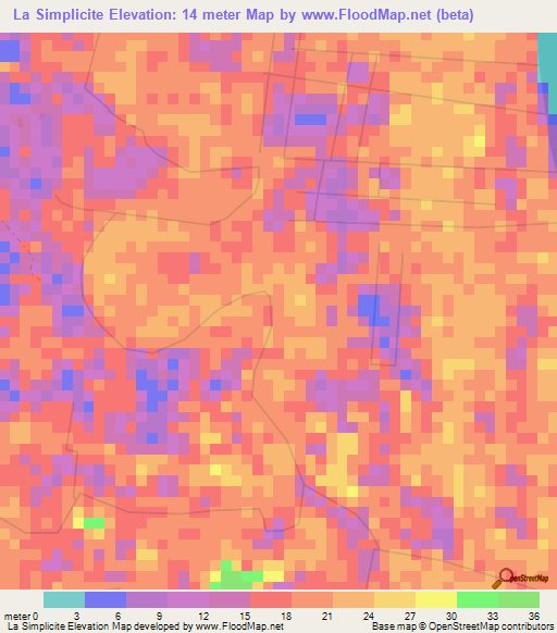 La Simplicite,Suriname Elevation Map