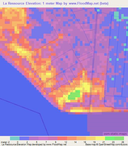 La Ressource,Suriname Elevation Map