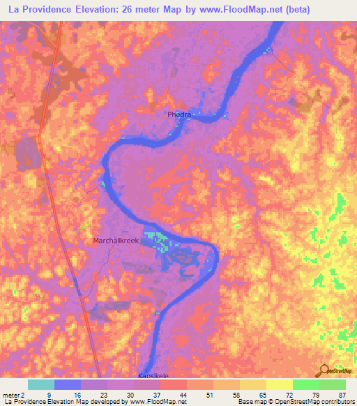 La Providence,Suriname Elevation Map