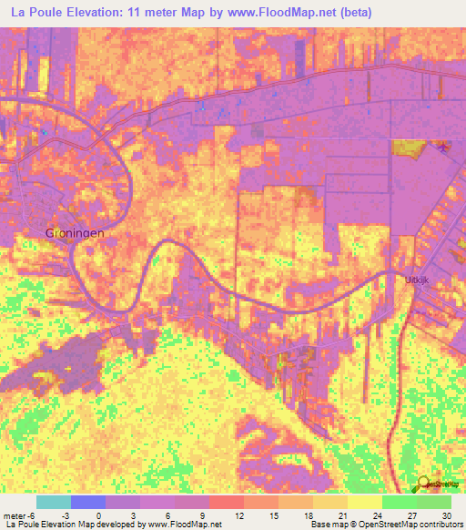 La Poule,Suriname Elevation Map