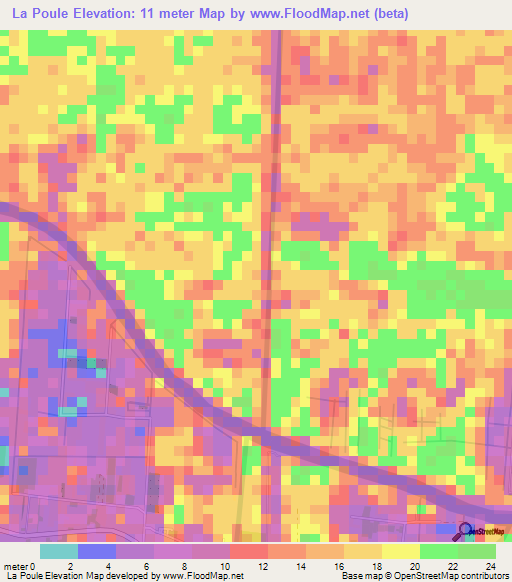 La Poule,Suriname Elevation Map