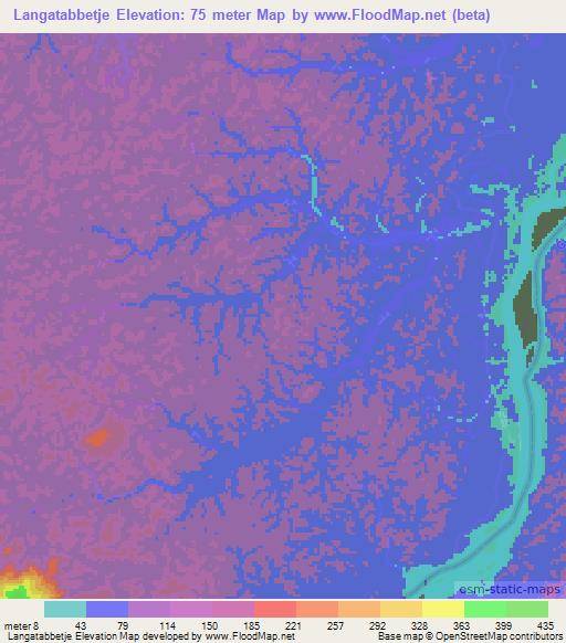 Langatabbetje,Suriname Elevation Map