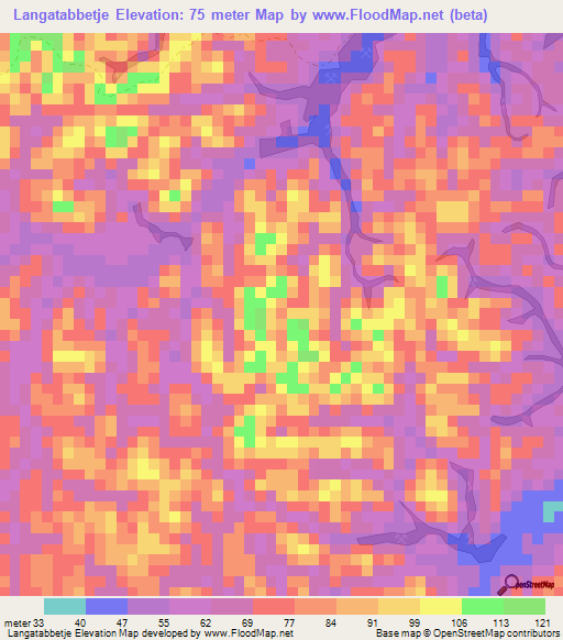 Langatabbetje,Suriname Elevation Map