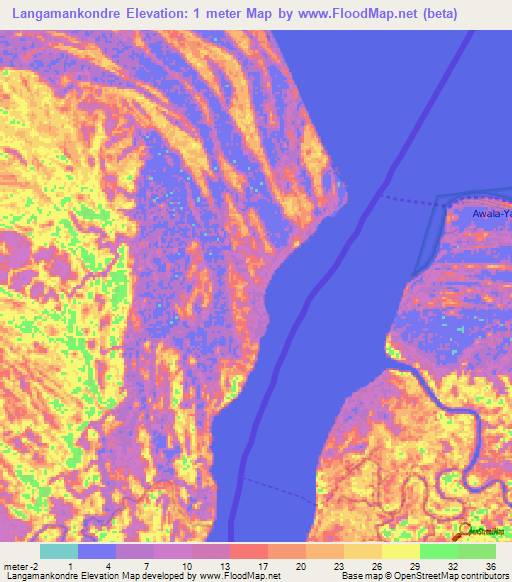 Langamankondre,Suriname Elevation Map