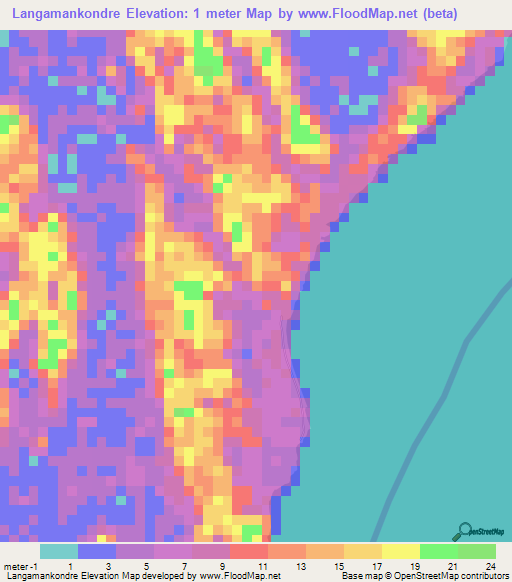 Langamankondre,Suriname Elevation Map