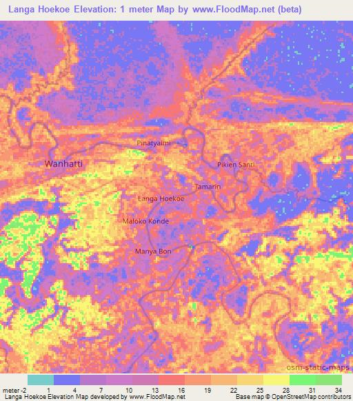 Langa Hoekoe,Suriname Elevation Map