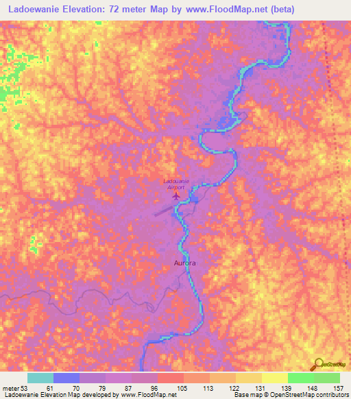 Ladoewanie,Suriname Elevation Map