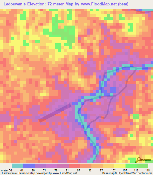 Ladoewanie,Suriname Elevation Map