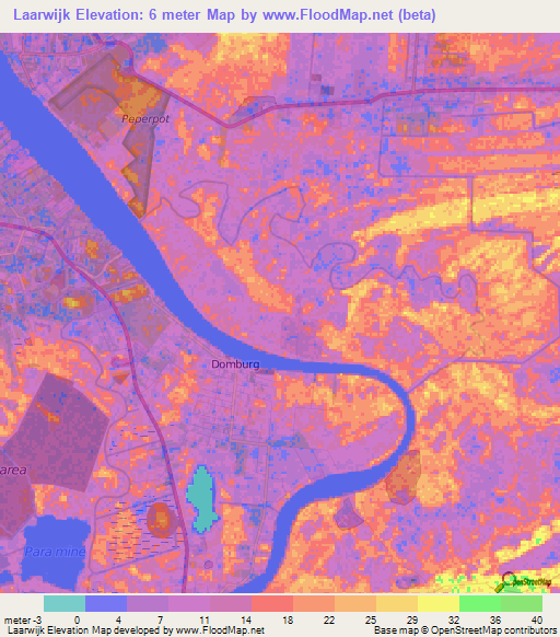 Laarwijk,Suriname Elevation Map