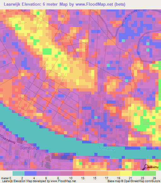 Laarwijk,Suriname Elevation Map