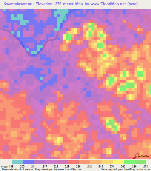 Kwamalasamutu,Suriname Elevation Map