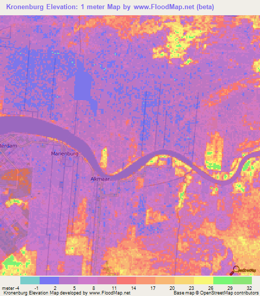 Kronenburg,Suriname Elevation Map