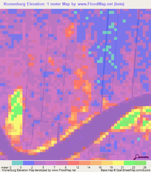 Kronenburg,Suriname Elevation Map