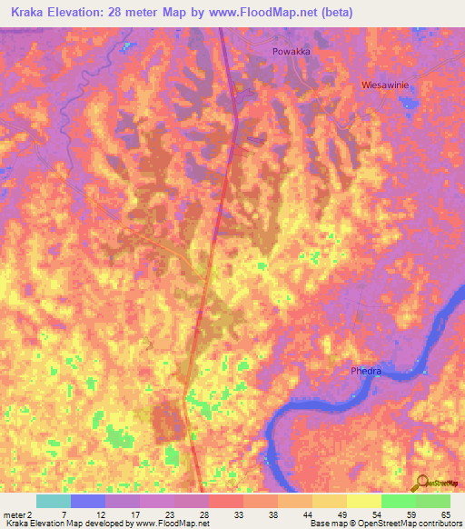 Kraka,Suriname Elevation Map