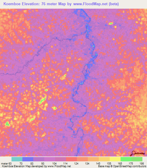 Koemboe,Suriname Elevation Map