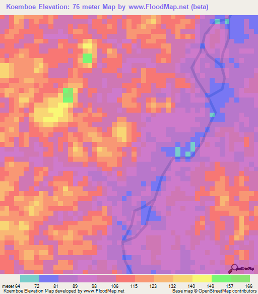 Koemboe,Suriname Elevation Map