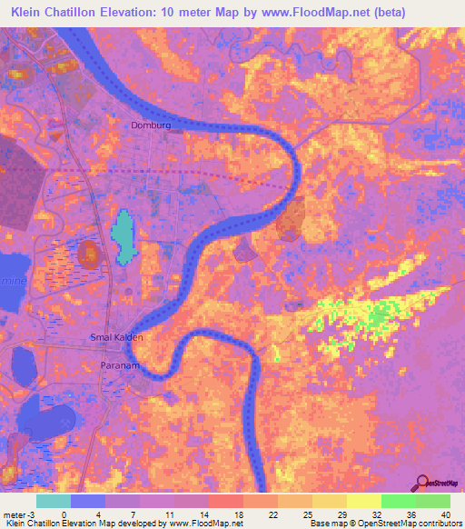 Klein Chatillon,Suriname Elevation Map