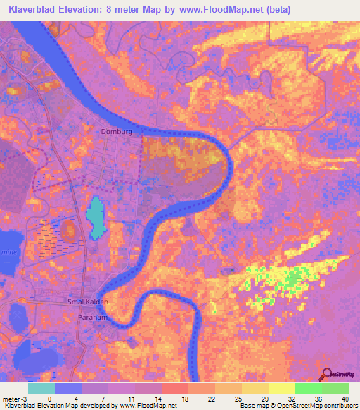 Klaverblad,Suriname Elevation Map