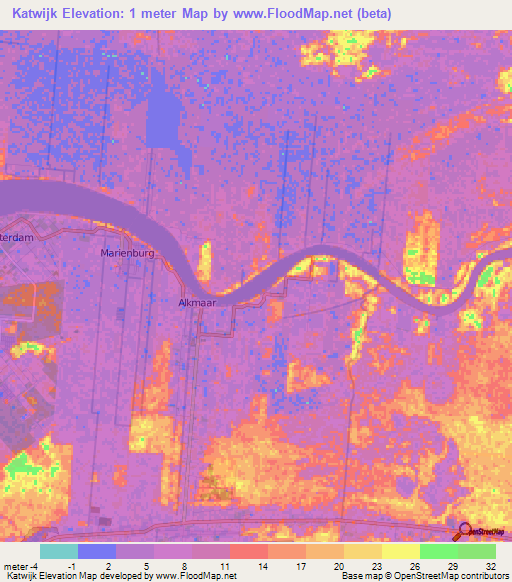 Katwijk,Suriname Elevation Map