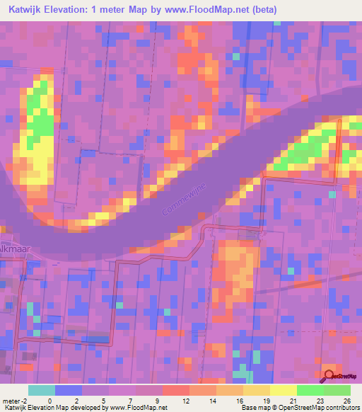 Katwijk,Suriname Elevation Map