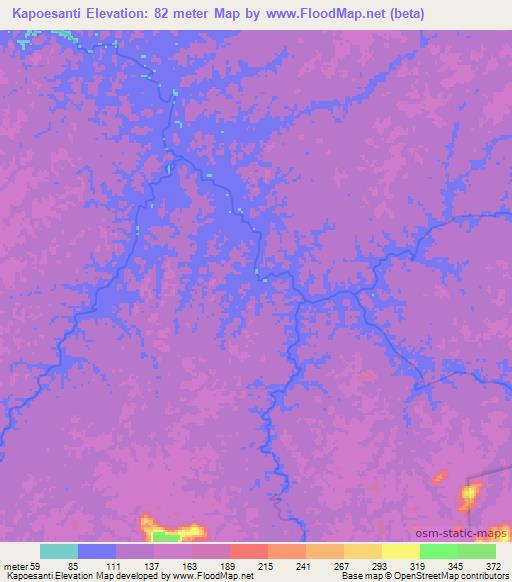 Kapoesanti,Suriname Elevation Map