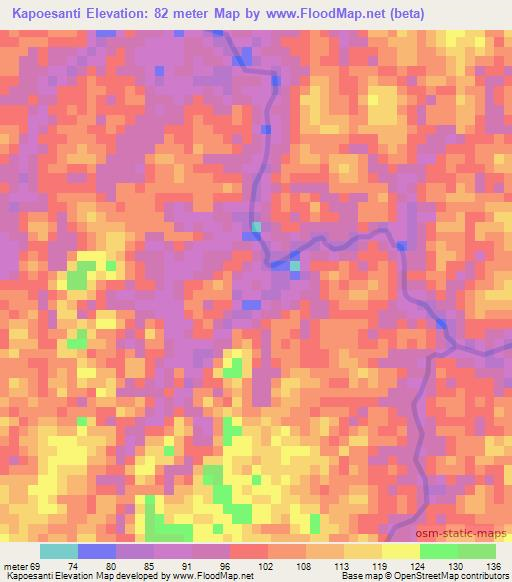 Kapoesanti,Suriname Elevation Map