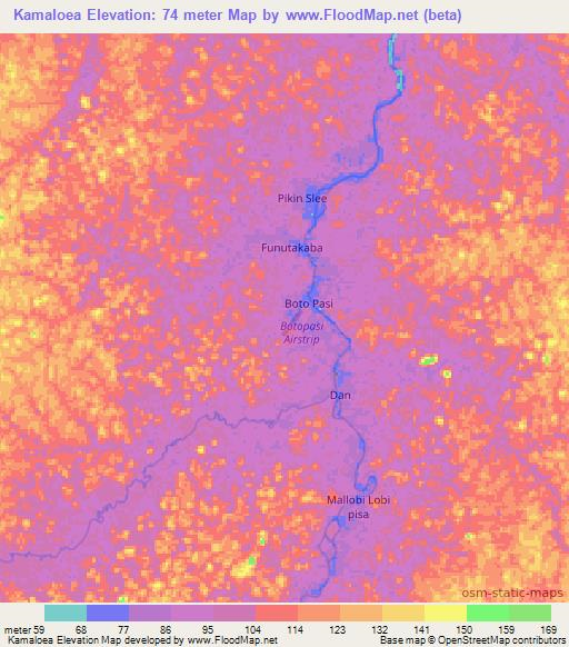 Kamaloea,Suriname Elevation Map