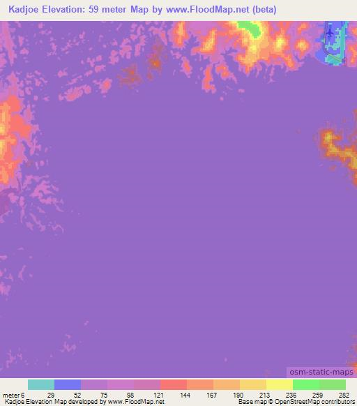 Kadjoe,Suriname Elevation Map