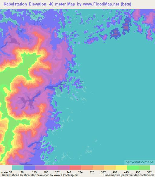 Kabelstation,Suriname Elevation Map