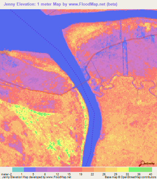 Jenny,Suriname Elevation Map