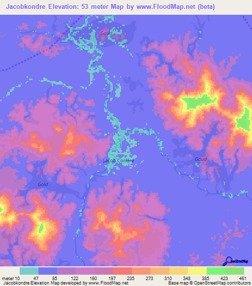 Jacobkondre,Suriname Elevation Map