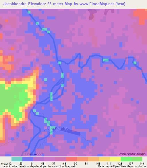 Jacobkondre,Suriname Elevation Map