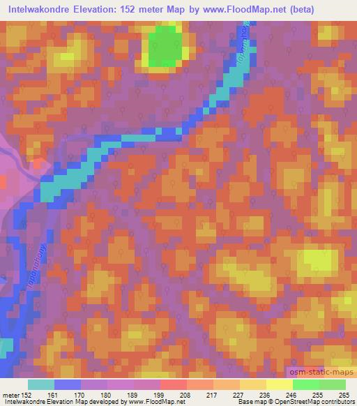 Intelwakondre,Suriname Elevation Map