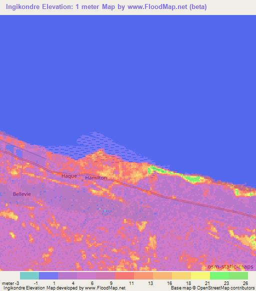 Ingikondre,Suriname Elevation Map