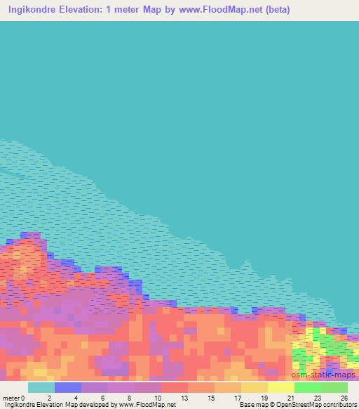 Ingikondre,Suriname Elevation Map