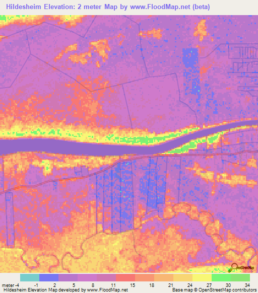 Hildesheim,Suriname Elevation Map