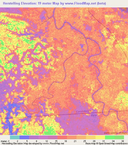 Herstelling,Suriname Elevation Map