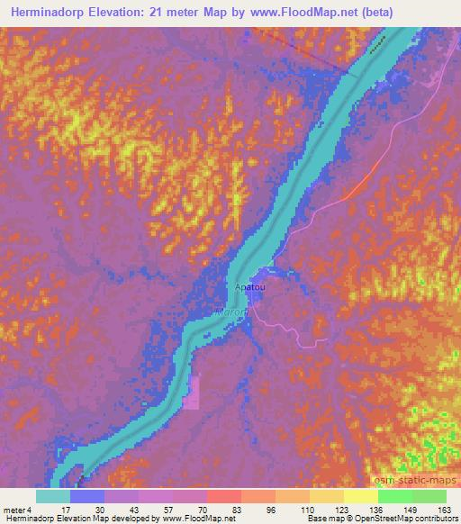 Herminadorp,Suriname Elevation Map