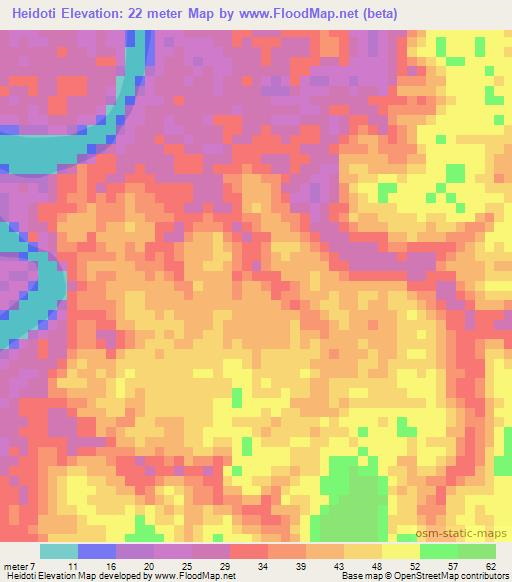 Heidoti,Suriname Elevation Map