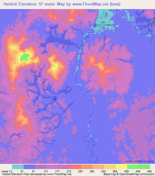 Heidoti,Suriname Elevation Map