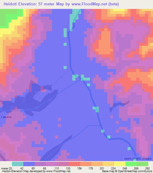 Heidoti,Suriname Elevation Map