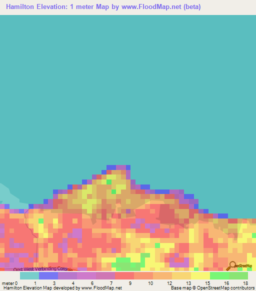 Hamilton,Suriname Elevation Map