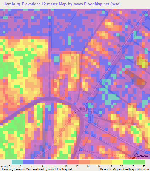 Hamburg,Suriname Elevation Map