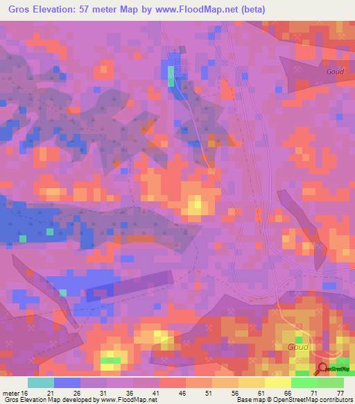 Gros,Suriname Elevation Map