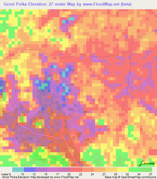 Groot Poika,Suriname Elevation Map