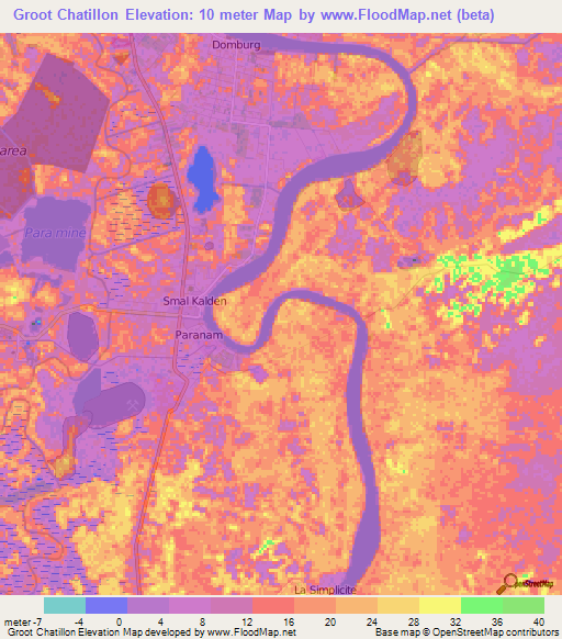 Groot Chatillon,Suriname Elevation Map