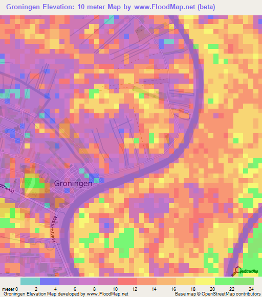 Groningen,Suriname Elevation Map