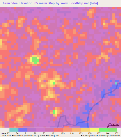 Gran Slee,Suriname Elevation Map